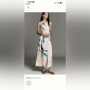 NWT Maeve Raven Roxanne Silky Cream Sleeveless Floral Midi Dress